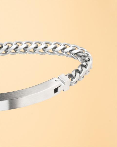 5mm Fuchsschwanz-Armband aus Edelstahl mit Silber-Finish - Opus Silver